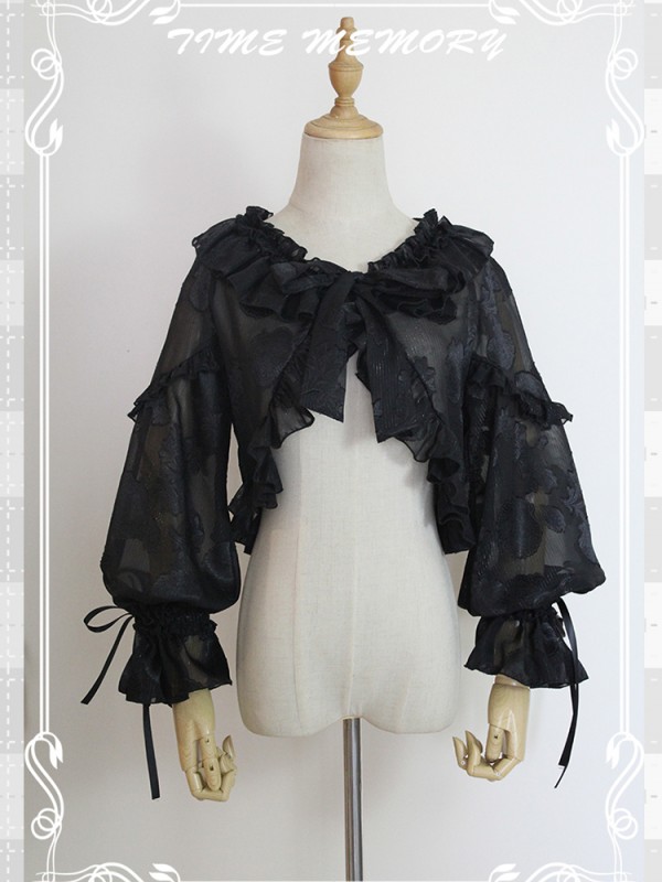 Cute Lolita Chiffon Lantern Sleeve Bow Cardigan Jacket Cute Lolita Chiffon Lantern Sleeve Bow Cardigan Jacket