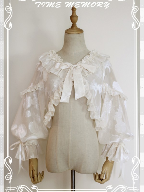Cute Lolita Chiffon Lantern Sleeve Bow Cardigan Jacket Cute Lolita Chiffon Lantern Sleeve Bow Cardigan Jacket