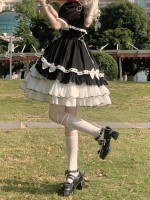 Halloween Black White Lolita Dress Sweet Lolita Puffy Princess Dress Halloween Black White Lolita Dress Sweet Lolita Puffy Princess Dress