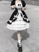 Halloween Black White Lolita Dress Sweet Lolita Puffy Princess Dress Halloween Black White Lolita Dress Sweet Lolita Puffy Princess Dress