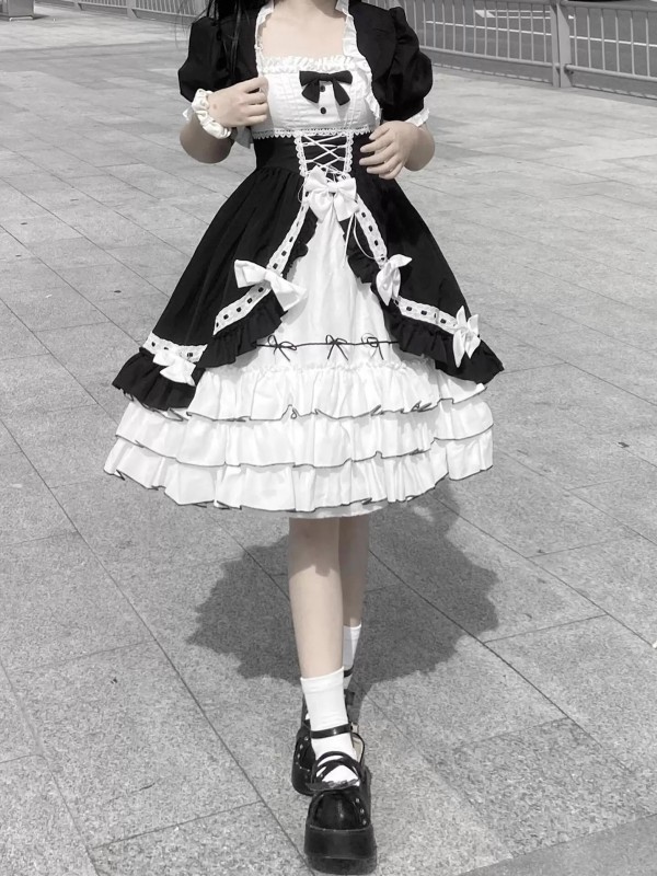 Halloween Black White Lolita Dress Sweet Lolita Puffy Princess Dress Halloween Black White Lolita Dress Sweet Lolita Puffy Princess Dress