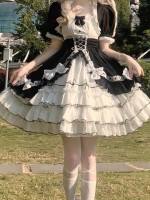 Halloween Black White Lolita Dress Sweet Lolita Puffy Princess Dress Halloween Black White Lolita Dress Sweet Lolita Puffy Princess Dress