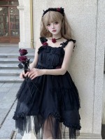 Black Sweet Gothic Jacquard Rose JSK Suspender Dress Black Sweet Gothic Jacquard Rose JSK Suspender Dress