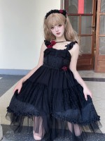 Black Sweet Gothic Jacquard Rose JSK Suspender Dress Black Sweet Gothic Jacquard Rose JSK Suspender Dress