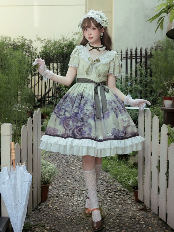 Sweet Lolita Dress Printed Elegant Lace Dress Sweet Lolita Dress Printed Elegant Lace Dress