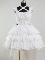 White Ballet Style Lolita Light Wedding Ruffled Lolita Suspender Dress White Ballet Style Lolita Light Wedding Ruffled Lolita Suspender Dress