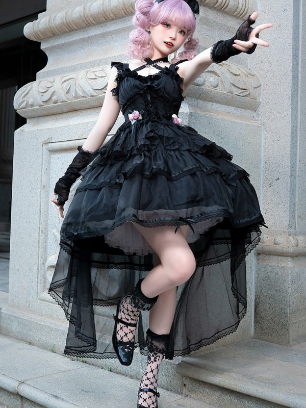 Ballet Style Lolita Light Wedding Ruffled Lolita Suspender Dress Ballet Style Lolita Light Wedding Ruffled Lolita Suspender Dress