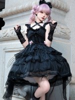 Ballet Style Lolita Light Wedding Ruffled Lolita Suspender Dress Ballet Style Lolita Light Wedding Ruffled Lolita Suspender Dress