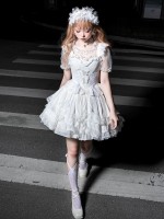 White Sweet Princess Dress Lolita Suit Suspender Dress White Sweet Princess Dress Lolita Suit Suspender Dress