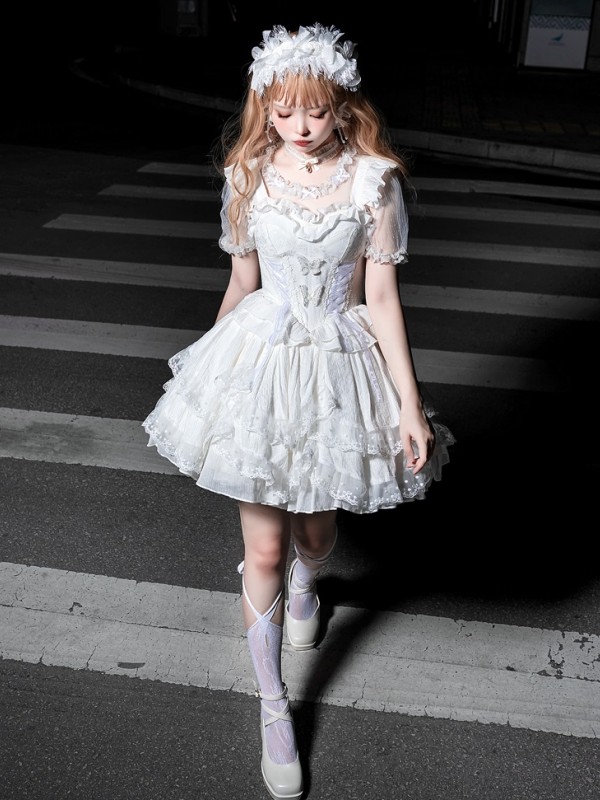 White Sweet Princess Dress Lolita Suit Suspender Dress White Sweet Princess Dress Lolita Suit Suspender Dress