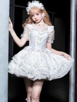 White Sweet Princess Dress Lolita Suit Suspender Dress White Sweet Princess Dress Lolita Suit Suspender Dress