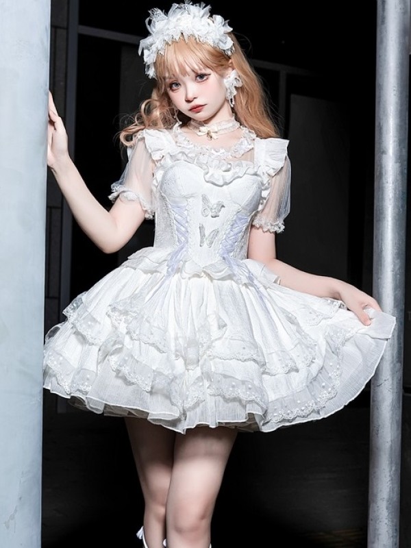 White Sweet Princess Dress Lolita Suit Suspender Dress White Sweet Princess Dress Lolita Suit Suspender Dress