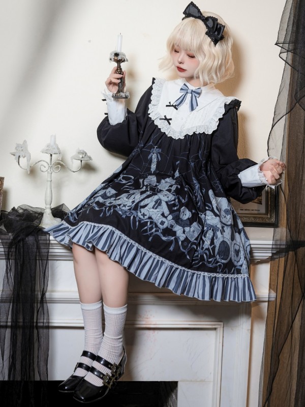 Lolita Dark Long-sleeved OP Lace Dress For Halloween Lolita Dark Long-sleeved OP Lace Dress For Halloween