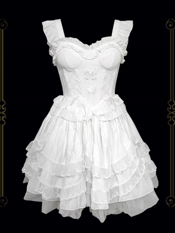 White Sweet Princess Dress Lolita Suit Suspender Dress White Sweet Princess Dress Lolita Suit Suspender Dress