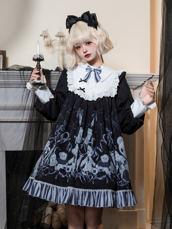 Lolita Dark Long-sleeved OP Lace Dress For Halloween Lolita Dark Long-sleeved OP Lace Dress For Halloween