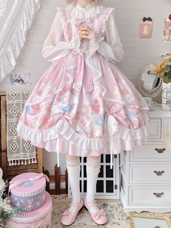 Sweet and Cute Printed Dress JSK Lolita Suspender Skirt Sweet and Cute Printed Dress JSK Lolita Suspender Skirt