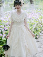 Apricot Sweet V-neck Ruffle Dress Lolita Dress Apricot Sweet V-neck Ruffle Dress Lolita Dress