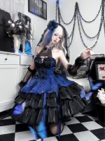 Black and Blue Lolita Princess Style Halter Neck Suspender Short Skirt Tutu Skirt Black and Blue Lolita Princess Style Halter Neck Suspender Short Skirt Tutu Skirt