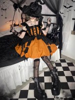 Pumpkin Color Little Witch Lolita Dress JSK Cute Sweet Princess Dress Pumpkin Color Little Witch Lolita Dress JSK Cute Sweet Princess Dress