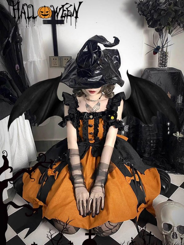 Pumpkin Color Little Witch Lolita Dress JSK Cute Sweet Princess Dress Pumpkin Color Little Witch Lolita Dress JSK Cute Sweet Princess Dress