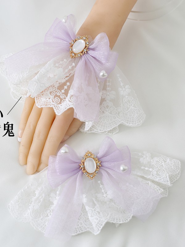 Sweet Lace Lolita Snow Yarn Bow Sleeve Bracelet Sweet Lace Lolita Snow Yarn Bow Sleeve Bracelet