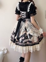 Black Elegant Retro Lolita Dress JSK Pink Lace Lolita Suspender Dress Black Elegant Retro Lolita Dress JSK Pink Lace Lolita Suspender Dress