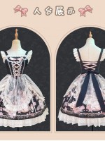 Black Elegant Retro Lolita Dress JSK Pink Lace Lolita Suspender Dress Black Elegant Retro Lolita Dress JSK Pink Lace Lolita Suspender Dress