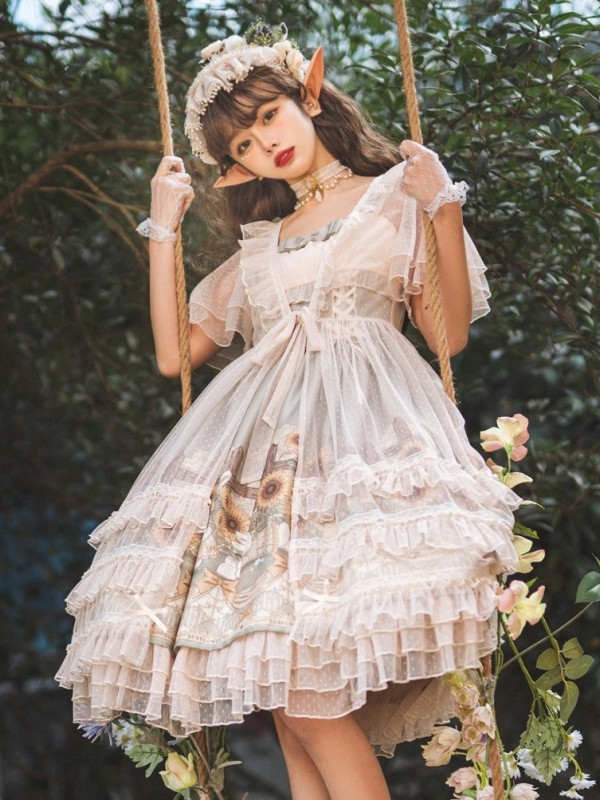 Sweet and Cute Lolita Dress JSK Suspender Skirt Sweet and Cute Lolita Dress JSK Suspender Skirt