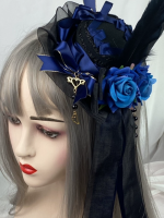Gothic Lolita Party Hat with Red Rose Clip Gothic Lolita Party Hat with Red Rose Clip