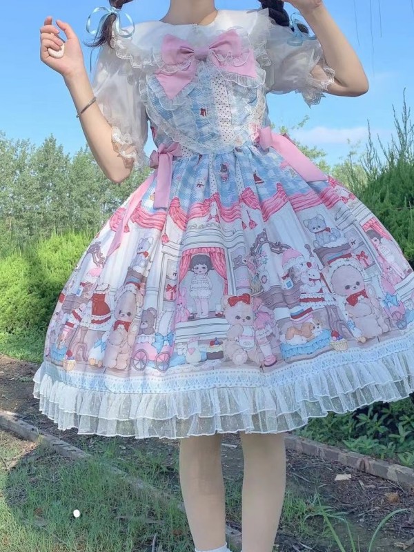 Blue Sweet Lolita Dress Dessert Doll JSK Suspender Dress Blue Sweet Lolita Dress Dessert Doll JSK Suspender Dress