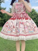 Red Sweet Lolita Dress Dessert Doll JSK Suspender Dress Red Sweet Lolita Dress Dessert Doll JSK Suspender Dress