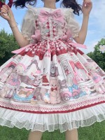 Red Sweet Lolita Dress Dessert Doll JSK Suspender Dress Red Sweet Lolita Dress Dessert Doll JSK Suspender Dress