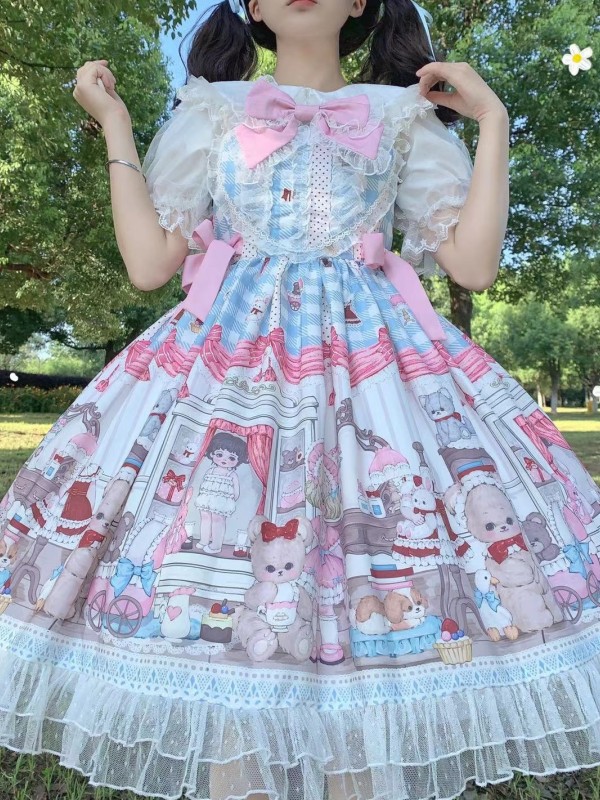 Blue Sweet Lolita Dress Dessert Doll JSK Suspender Dress Blue Sweet Lolita Dress Dessert Doll JSK Suspender Dress