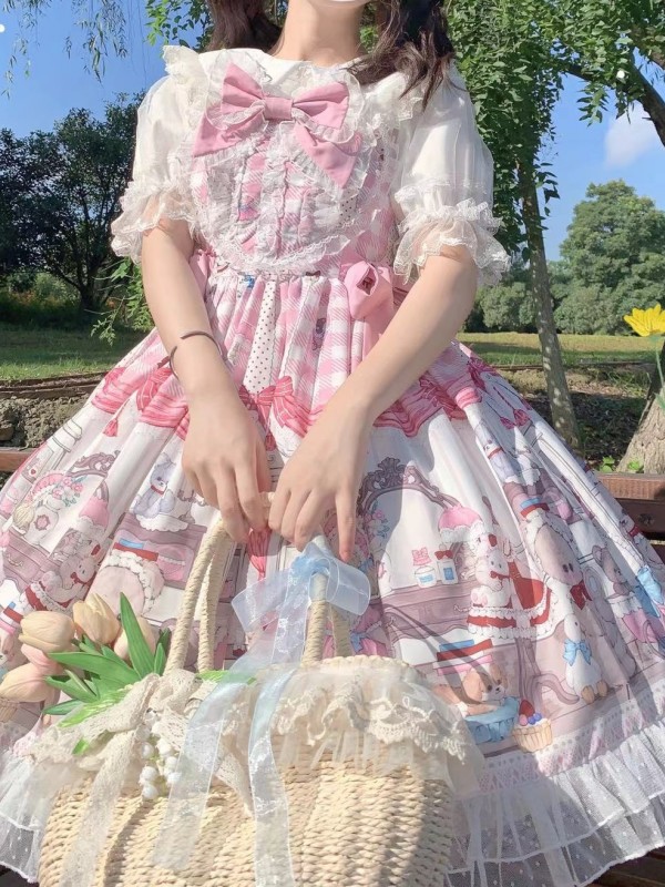 Pink Sweet Lolita Dress Dessert Doll JSK Suspender Dress Pink Sweet Lolita Dress Dessert Doll JSK Suspender Dress