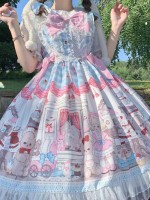 Blue Sweet Lolita Dress Dessert Doll JSK Suspender Dress Blue Sweet Lolita Dress Dessert Doll JSK Suspender Dress