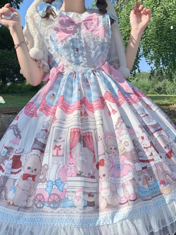 Blue Sweet Lolita Dress Dessert Doll JSK Suspender Dress Blue Sweet Lolita Dress Dessert Doll JSK Suspender Dress