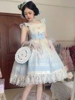 Blue Sweet Lolita JSK Gradient Ballet Style Suspender Skirt Blue Sweet Lolita JSK Gradient Ballet Style Suspender Skirt
