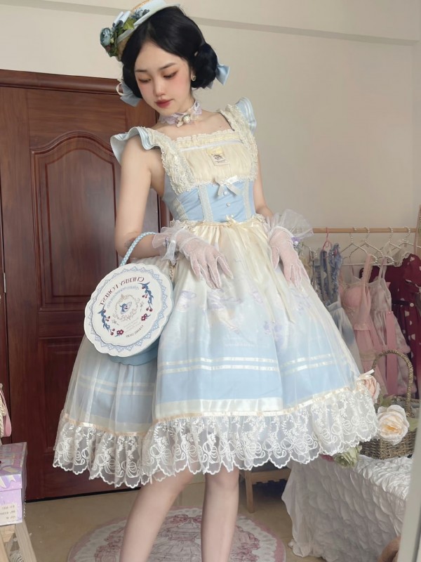 Blue Sweet Lolita JSK Gradient Ballet Style Suspender Skirt Blue Sweet Lolita JSK Gradient Ballet Style Suspender Skirt