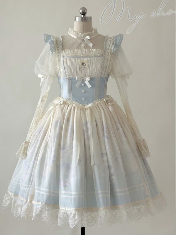 Blue Sweet Lolita JSK Gradient Ballet Style Suspender Skirt Blue Sweet Lolita JSK Gradient Ballet Style Suspender Skirt