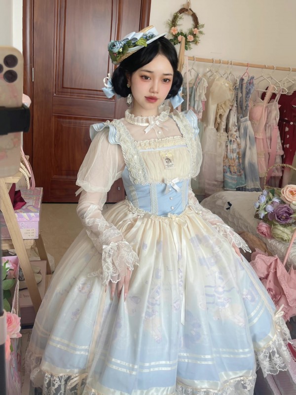 Blue Sweet Lolita JSK Gradient Ballet Style Suspender Skirt Blue Sweet Lolita JSK Gradient Ballet Style Suspender Skirt