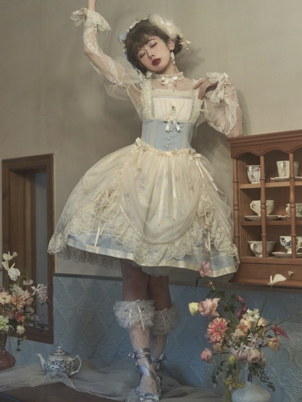 Blue Sweet Lolita JSK Gradient Ballet Style Suspender Skirt Blue Sweet Lolita JSK Gradient Ballet Style Suspender Skirt