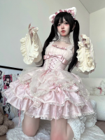 Pink Sweet Lolita JSK Tutu Skirt Suspenders Skirt Pink Sweet Lolita JSK Tutu Skirt Suspenders Skirt