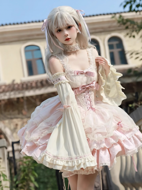 Pink Sweet Lolita JSK Tutu Skirt Suspenders Skirt Pink Sweet Lolita JSK Tutu Skirt Suspenders Skirt