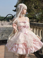 Pink Sweet Lolita JSK Tutu Skirt Suspenders Skirt Pink Sweet Lolita JSK Tutu Skirt Suspenders Skirt