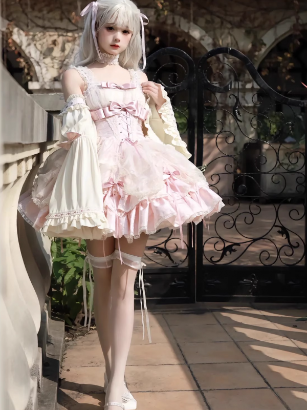 Pink Sweet Lolita JSK Tutu Skirt Suspenders Skirt Pink Sweet Lolita JSK Tutu Skirt Suspenders Skirt