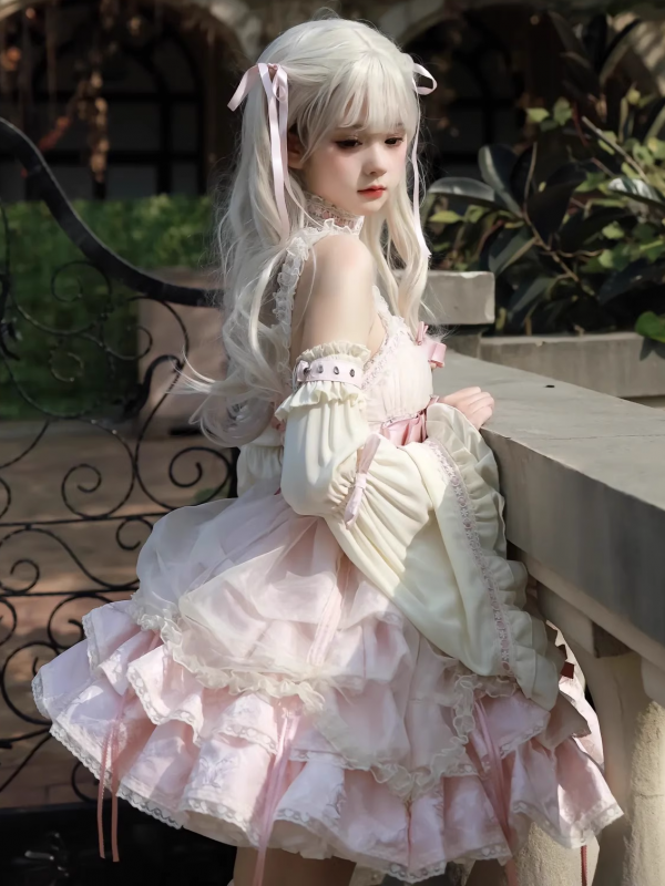 Pink Sweet Lolita JSK Tutu Skirt Suspenders Skirt Pink Sweet Lolita JSK Tutu Skirt Suspenders Skirt