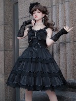 Black Fairy-like Elegant and Cute Girly Light Bride Lolita Suspenders Dress Black Fairy-like Elegant and Cute Girly Light Bride Lolita Suspenders Dress