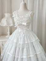 Fairy-like Elegant and Cute Girly Light Bride Lolita Suspenders Dress Fairy-like Elegant and Cute Girly Light Bride Lolita Suspenders Dress