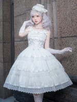 Fairy-like Elegant and Cute Girly Light Bride Lolita Suspenders Dress Fairy-like Elegant and Cute Girly Light Bride Lolita Suspenders Dress
