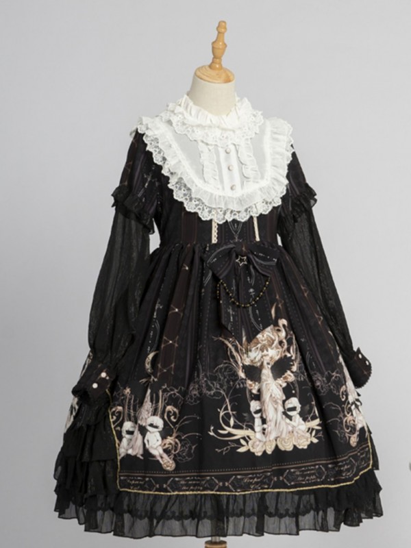 Sweet Lolita OP Long-sleeved Printed Elegant Dress Sweet Lolita OP Long-sleeved Printed Elegant Dress